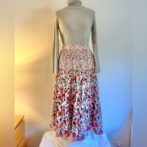 Starfire Tiered Cotton Floral Boho Maxi Skirt Sz 8
